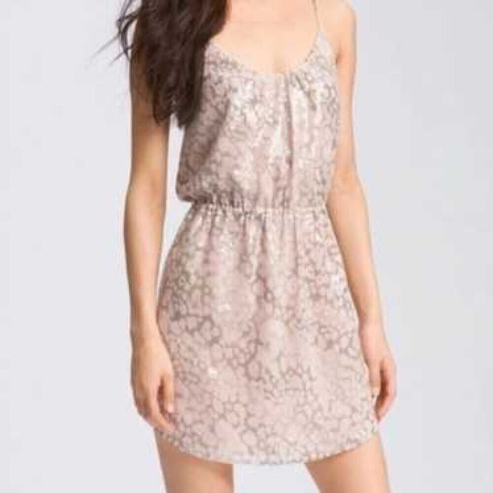 Rebecca Taylor Nude Leopard Print Mini Dress Size 6 — Date Night Party - Picture 3 of 8
